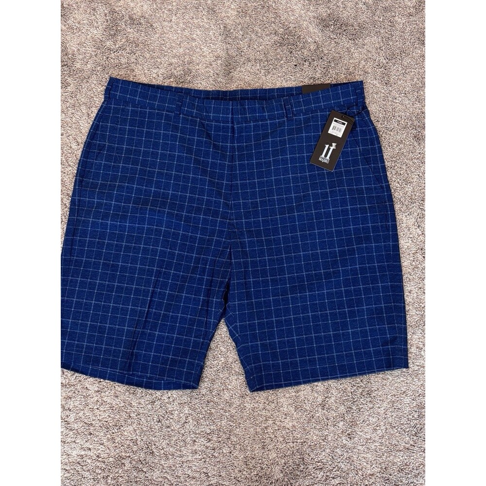 NWT Walter Hagen 11 Majors Men Casual Short Windowpane Golf Blue Estate Size 40